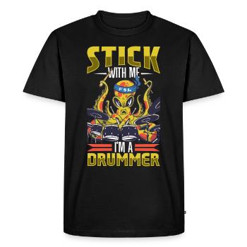 Drummer Drums Music Drum Set Drumming - Men's Premium Organic T-Shirt - black - Front - Nico (187cm)
