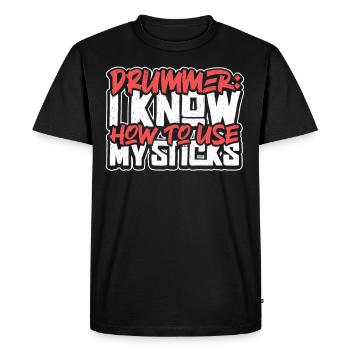 Drummer Drums Music Drum Set Drumming - Men's Premium Organic T-Shirt - black - Front - Nico (187cm)