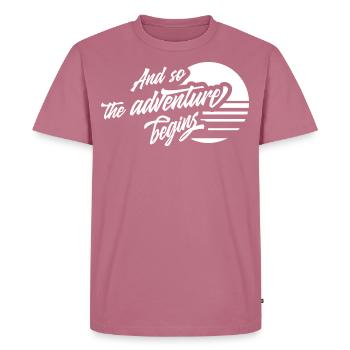 Und so beginnt das Abenteuer - Männer Premium Bio T-Shirt - Mauve - Vorne - Nico (187cm)