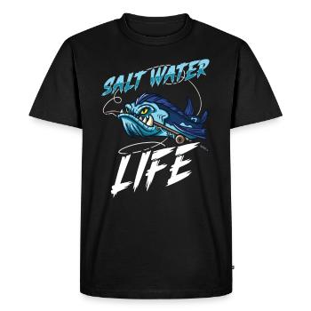 Pêche en eau salée Pêcheur Perche Canne à pêche Bobbe - T-shirt Premium bio Homme - noir - Devant - Nico (187cm)