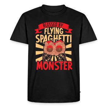 Athéisme athée Spaghetti volant - T-shirt Premium bio Homme - noir - Devant - Nico (187cm)
