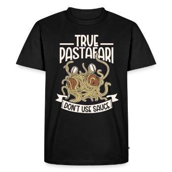 Athéisme athée Spaghetti volant - T-shirt Premium bio Homme - noir - Devant - Nico (187cm)