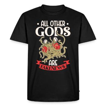 Athéisme athée Spaghettis volants - T-shirt Premium bio Homme - noir - Devant - Nico (187cm)