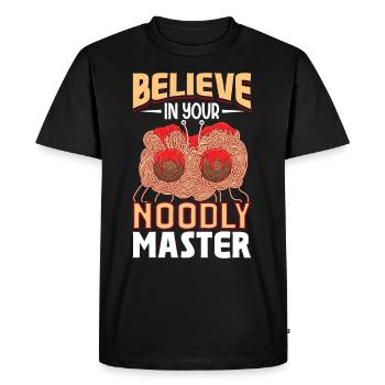 Athéisme athée Spaghettis volants - T-shirt Premium bio Homme - noir - Devant - Nico (187cm)
