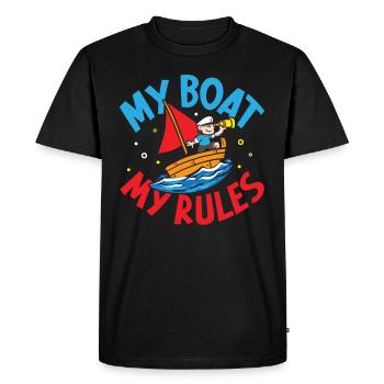 Bateau papa Capitaine Pontoon Sailor Croisière - T-shirt Premium bio Homme - noir - Devant - Nico (187cm)