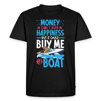 Bateau papa Capitaine Pontoon Sailor Croisière - T-shirt Premium bio Homme - noir - Devant - Nico (187cm)