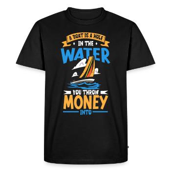 Bateau papa Capitaine Pontoon Sailor Croisière - T-shirt Premium bio Homme - noir - Devant - Nico (187cm)
