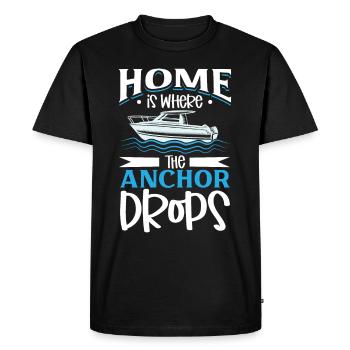 Bateau papa Capitaine Pontoon Sailor Croisière - T-shirt Premium bio Homme - noir - Devant - Nico (187cm)
