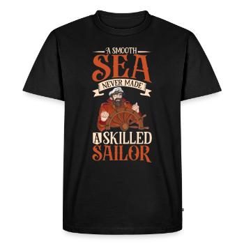 Bateau papa Capitaine Pontoon Sailor Croisière - T-shirt Premium bio Homme - noir - Devant - Nico (187cm)