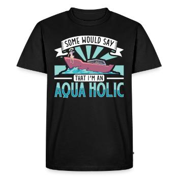 Bateau papa Capitaine Pontoon Sailor Croisière - T-shirt Premium bio Homme - noir - Devant - Nico (187cm)