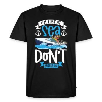 Bateau papa Capitaine Pontoon Sailor Croisière - T-shirt Premium bio Homme - noir - Devant - Nico (187cm)