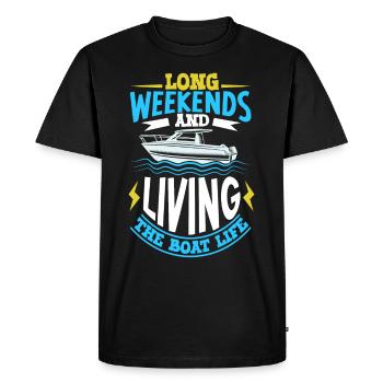 Bateau papa Capitaine Pontoon Sailor Croisière - T-shirt Premium bio Homme - noir - Devant - Nico (187cm)