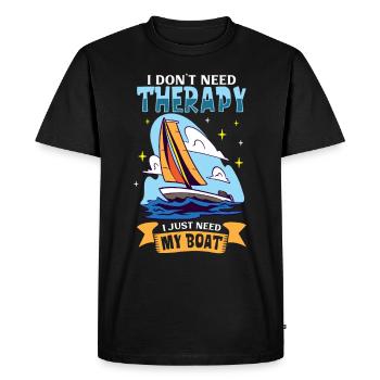 Bateau papa Capitaine Pontoon Sailor Croisière - T-shirt Premium bio Homme - noir - Devant - Nico (187cm)