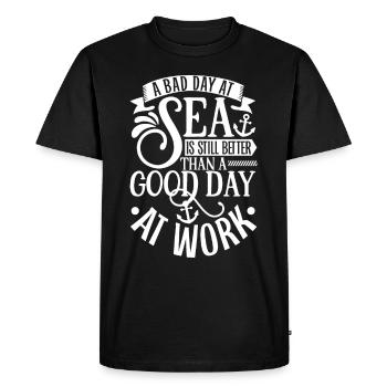 Bateau papa Capitaine Pontoon Sailor Croisière - T-shirt Premium bio Homme - noir - Devant - Nico (187cm)