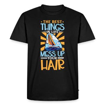Bateau papa Capitaine Pontoon Sailor Croisière - T-shirt Premium bio Homme - noir - Devant - Nico (187cm)
