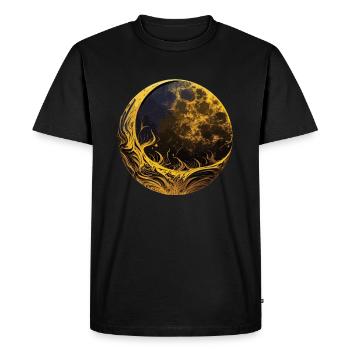 Phases de la Lune, pleine lune, étoiles, espace, lune, nuit - T-shirt Premium bio Homme - noir - Devant - Nico (187cm)