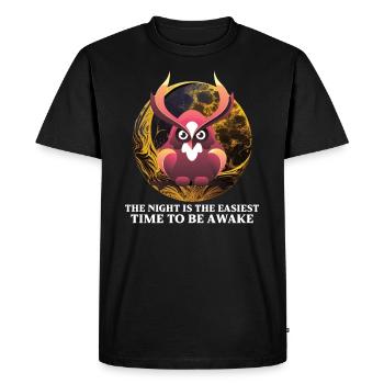Hibou Citation Hibou Hibou Amoureux Insomnie mème Tard dans la nuit - T-shirt Premium bio Homme - noir - Devant - Nico (187cm)