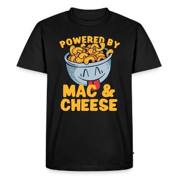 MAC AND CHEESE GIFT: powered by mac & cheese - Men's Premium Organic T-Shirt - black - Front - Nico (187cm)