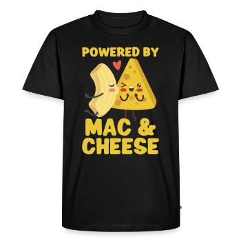 MAC AND CHEESE GIFT: powered by mac & cheese - Men's Premium Organic T-Shirt - black - Front - Nico (187cm)