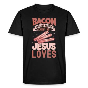 Amateur de bacon drôle Bacon célèbre nourriture Keto - T-shirt Premium bio Homme - noir - Devant - Nico (187cm)