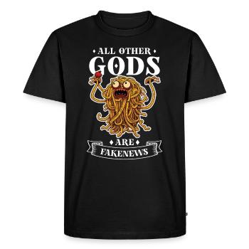Athéisme athée Spaghetti volant - T-shirt Premium bio Homme - noir - Devant - Nico (187cm)
