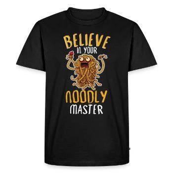 Athéisme athée Spaghetti volant - T-shirt Premium bio Homme - noir - Devant - Nico (187cm)