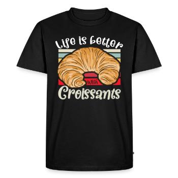 croissant french food french cuisine baker baking - Men's Premium Organic T-Shirt - black - Front - Nico (187cm)