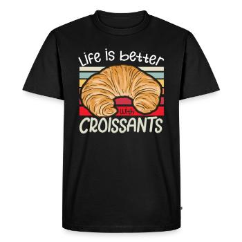 croissant french food french cuisine baker baking - Men's Premium Organic T-Shirt - black - Front - Nico (187cm)