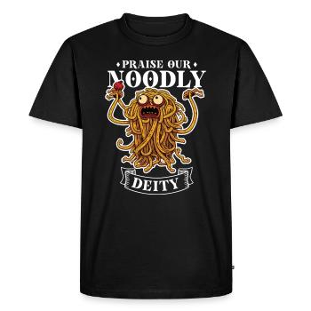 Athéisme athée Spaghetti volant - T-shirt Premium bio Homme - noir - Devant - Nico (187cm)