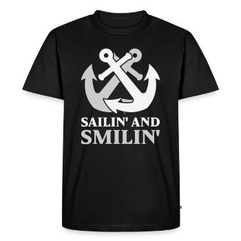Bateau papa Capitaine Pontoon Sailor Croisière - T-shirt Premium bio Homme - noir - Devant - Nico (187cm)