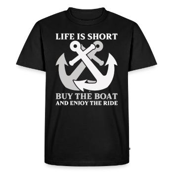 Bateau papa Capitaine Pontoon Sailor Croisière - T-shirt Premium bio Homme - noir - Devant - Nico (187cm)