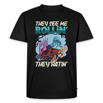 Boxer Boxing Turtle Turtles Sea Ocean Reptile - T-shirt Premium bio Homme - noir - Devant - Nico (187cm)