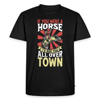 Cowboy Barn Bull Rider Rodeo Country Western - Men's Premium Organic T-Shirt - black - Front - Nico (187cm)