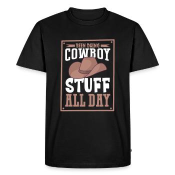 Cowboy Barn Bull Rider Rodéo Country Western - T-shirt Premium bio Homme - noir - Devant - Nico (187cm)