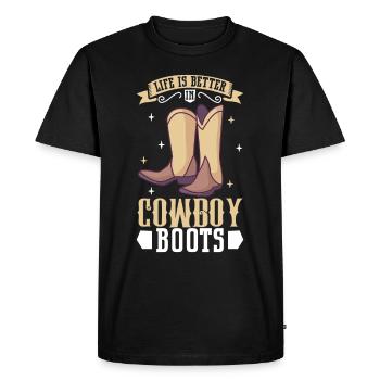 Cowboy Barn Bull Rider Rodeo Country Western - Men's Premium Organic T-Shirt - black - Front - Nico (187cm)