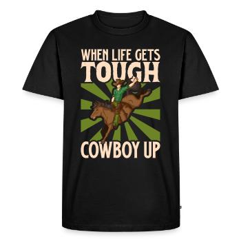 Cowboy Barn Bull Rider Rodeo Country Western - Men's Premium Organic T-Shirt - black - Front - Nico (187cm)