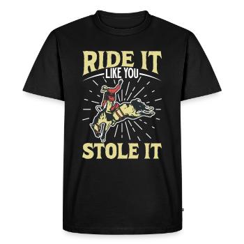 Cowboy Barn Bull Rider Rodeo Country Western - Men's Premium Organic T-Shirt - black - Front - Nico (187cm)