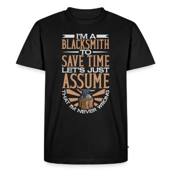 Forgeron Métallurgiste Bladesmith Métal - T-shirt Premium bio Homme - noir - Devant - Nico (187cm)