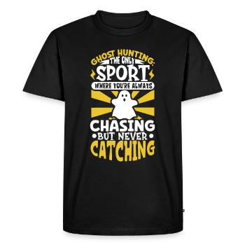 Recherche paranormale Halloween Ghost Hunter - T-shirt Premium bio Homme - noir - Devant - Nico (187cm)
