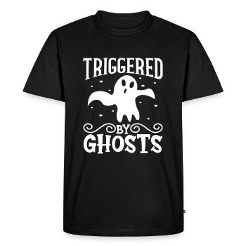 Recherche paranormale Halloween Ghost Hunter - T-shirt Premium bio Homme - noir - Devant - Nico (187cm)