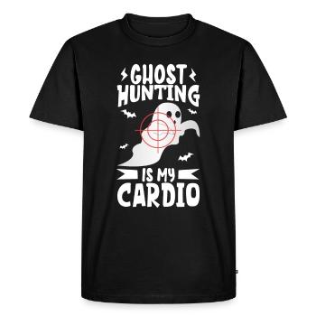 Recherche paranormale Halloween Ghost Hunter - T-shirt Premium bio Homme - noir - Devant - Nico (187cm)