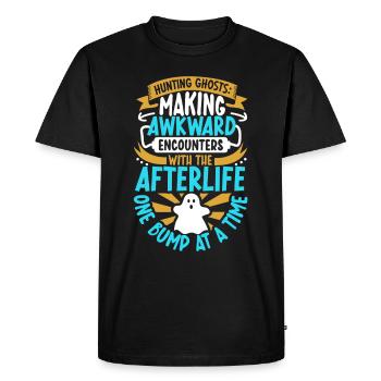 Recherche paranormale Halloween Ghost Hunter - T-shirt Premium bio Homme - noir - Devant - Nico (187cm)