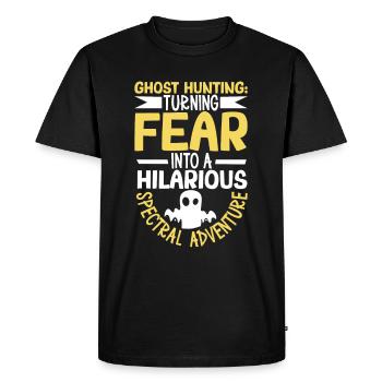 Recherche paranormale Halloween Ghost Hunter - T-shirt Premium bio Homme - noir - Devant - Nico (187cm)