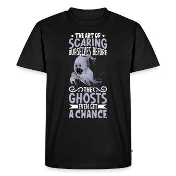 Recherche paranormale Halloween Ghost Hunter - T-shirt Premium bio Homme - noir - Devant - Nico (187cm)