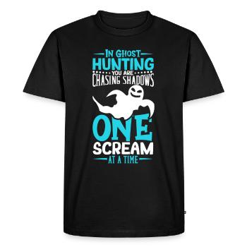 Recherche paranormale Halloween Ghost Hunter - T-shirt Premium bio Homme - noir - Devant - Nico (187cm)