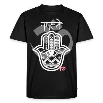 namasté - T-shirt Premium bio Homme - noir - Devant - Nico (187cm)