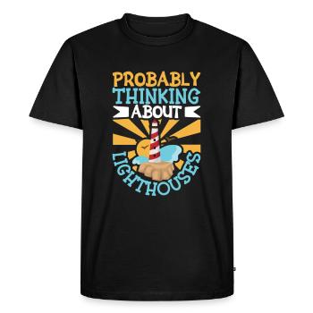 Phare Bord de mer Nautique I Love Phare - T-shirt Premium bio Homme - noir - Devant - Nico (187cm)