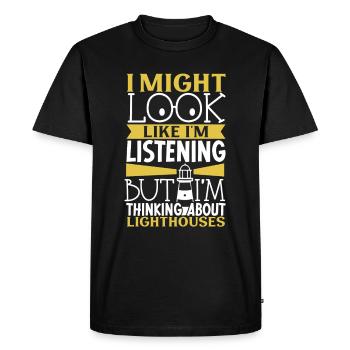 Phare Bord de mer Nautique I Love Phare - T-shirt Premium bio Homme - noir - Devant - Nico (187cm)