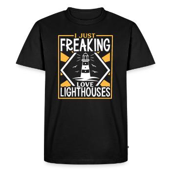 Phare Bord de mer Nautique I Love Phare - T-shirt Premium bio Homme - noir - Devant - Nico (187cm)