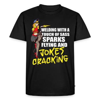 Soudeur drôle - T-shirt Premium bio Homme - noir - Devant - Nico (187cm)